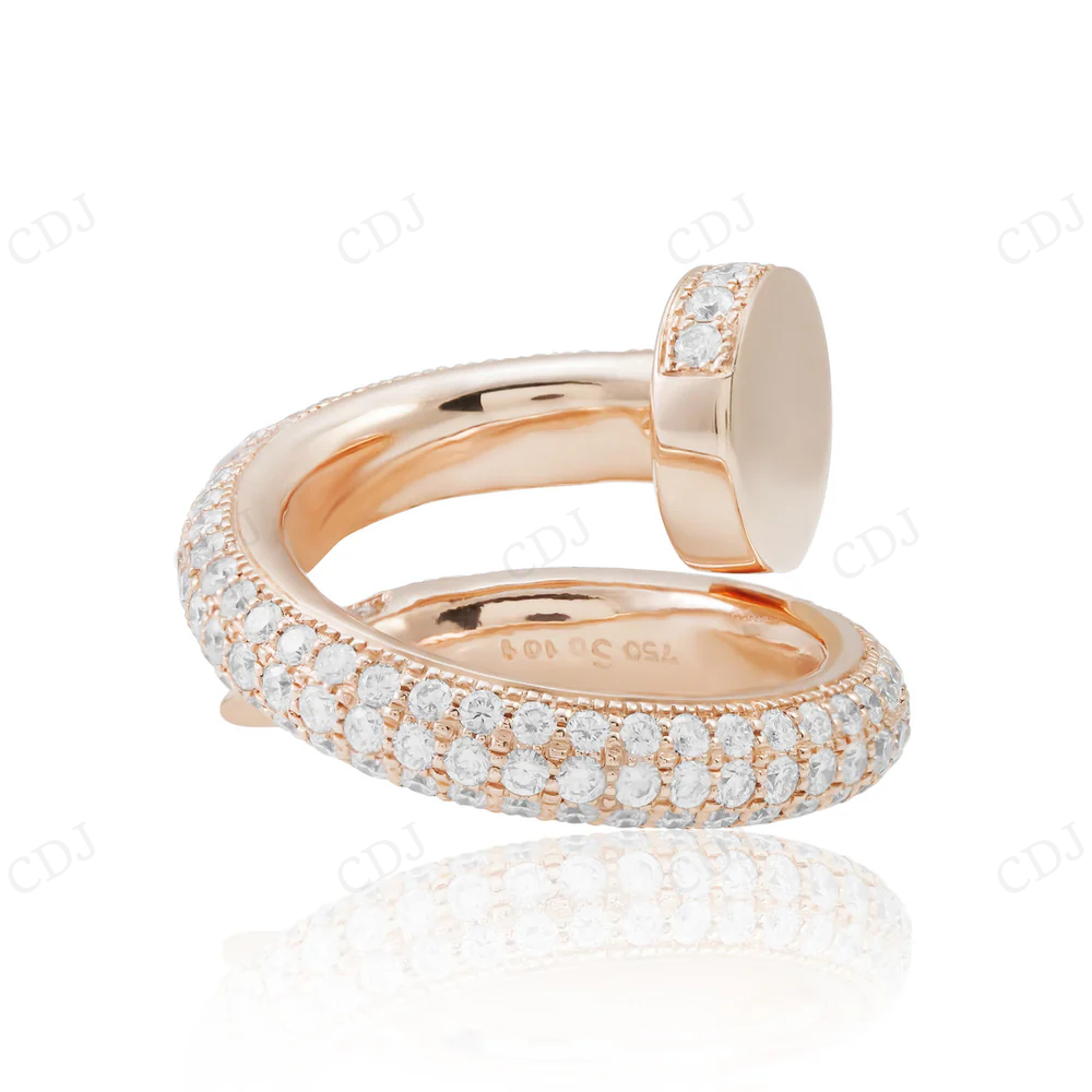 18K Rose Gold Moissanite Diamond Nail Ring For Men hip hop jewelry CustomDiamJewel