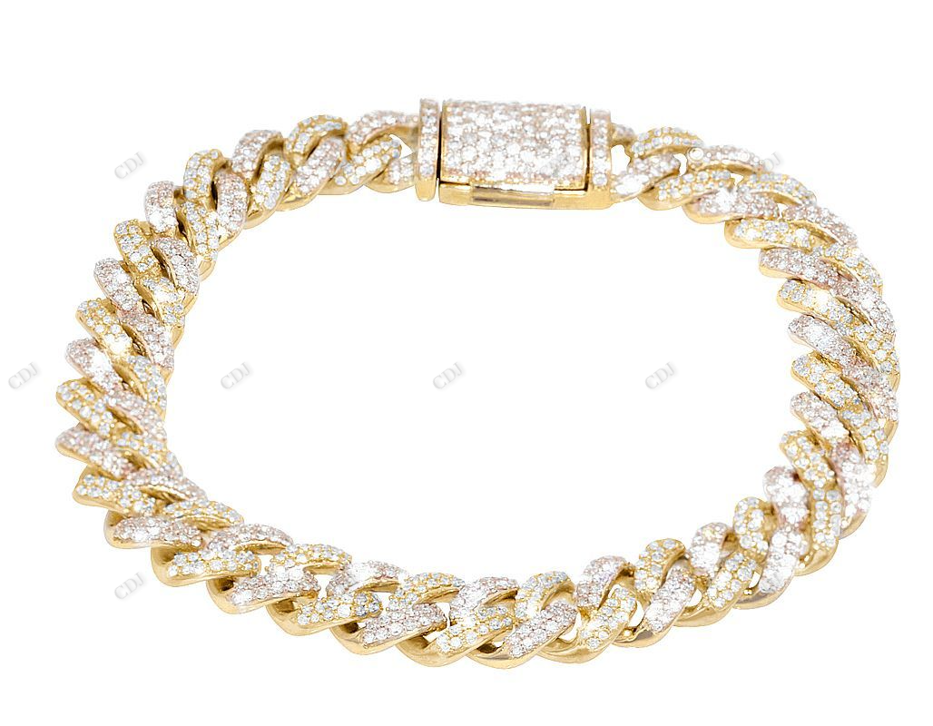 Silver Moissanite Two Tone Hip Hop Cuban Bracelet