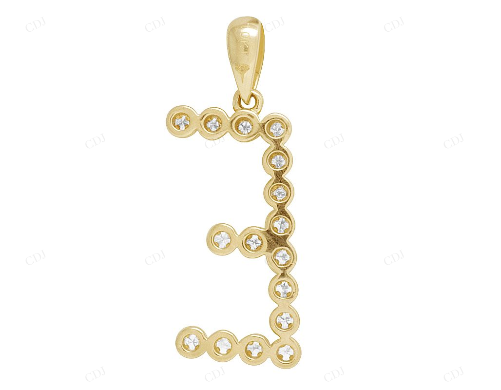 1" 0.20 CTW 10K Gold Natural Diamond Initial E Pendant CustomDiamJewel