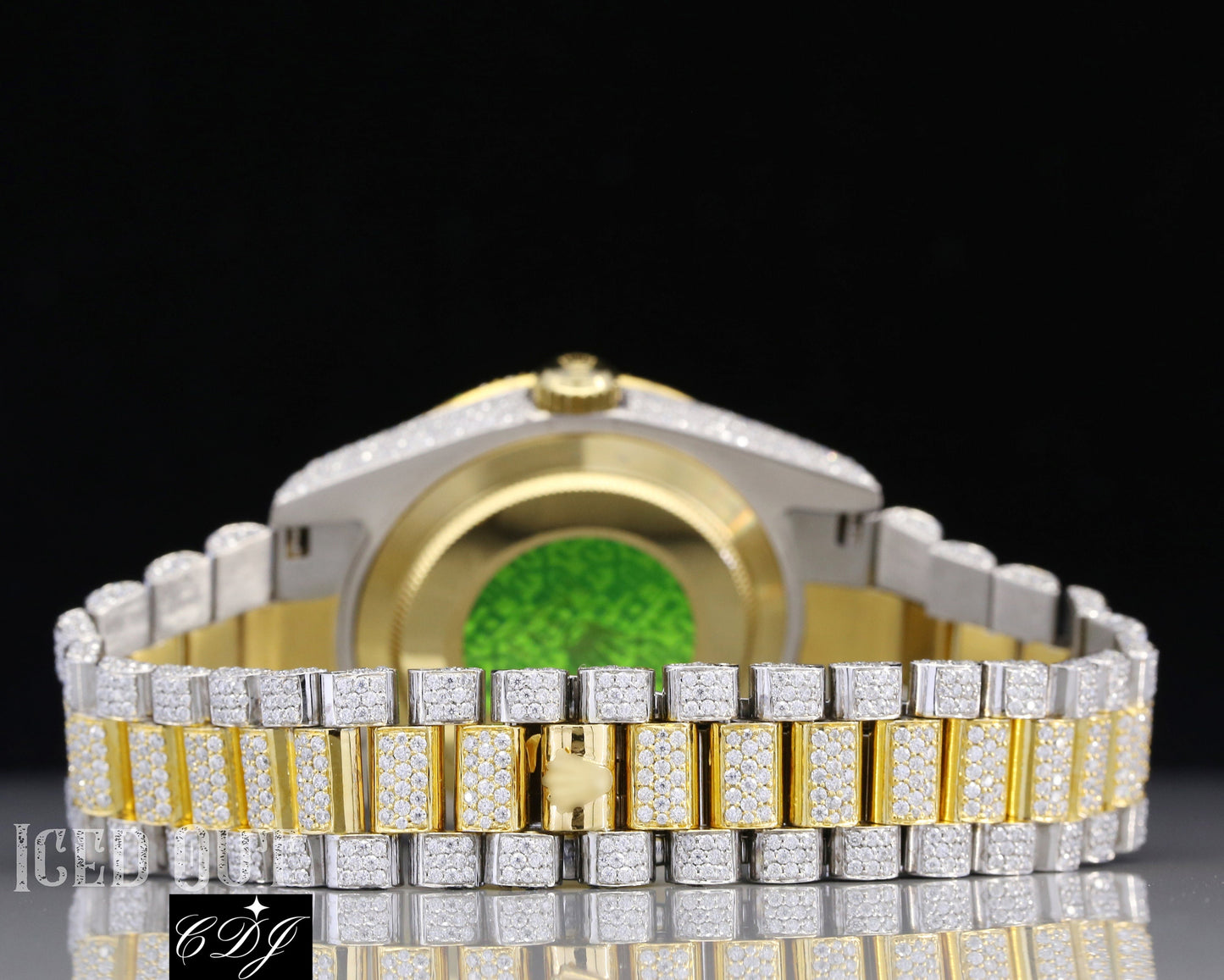 Luxury Stainless Steel Wrist Watch Custom Gold Plated Rolex Men's Watch customdiamjewel