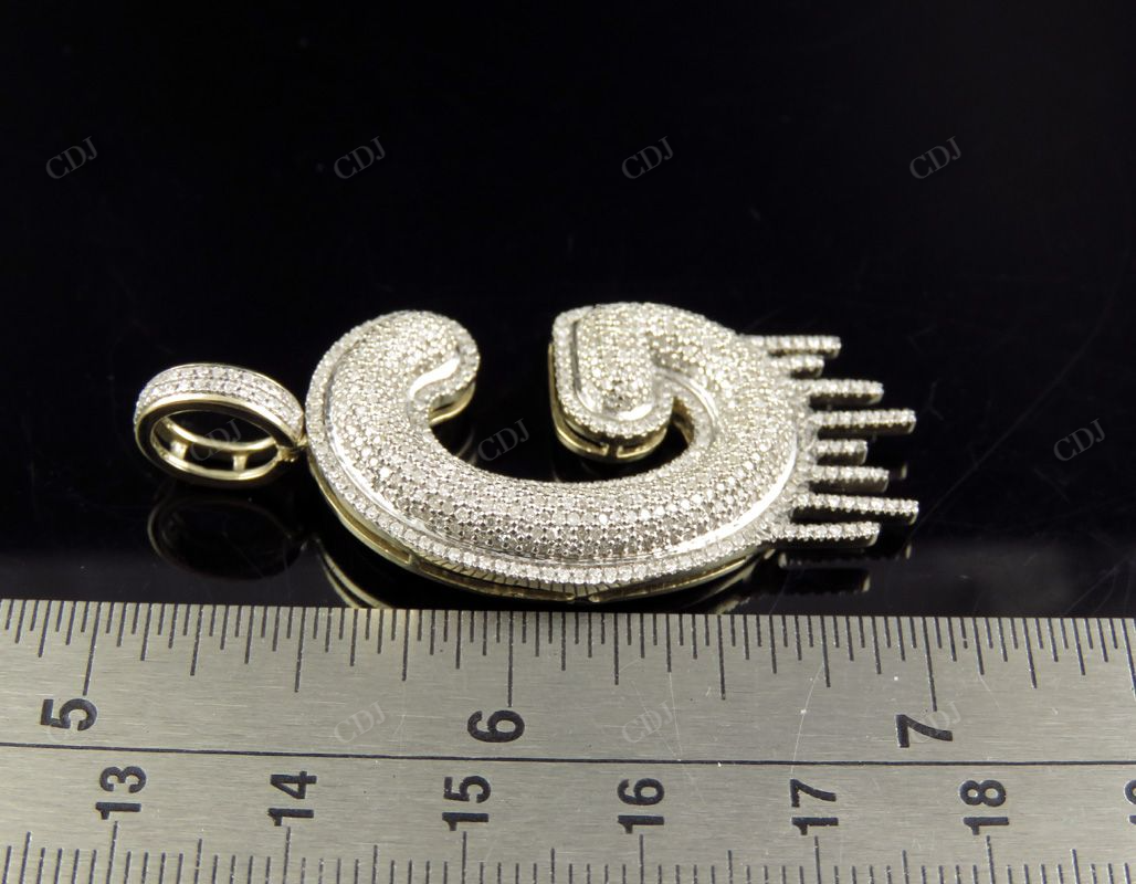 2" 1.5 CTW 10K Gold Real Diamond Letter 'G' Initial Drip Pendant CustomDiamJewel