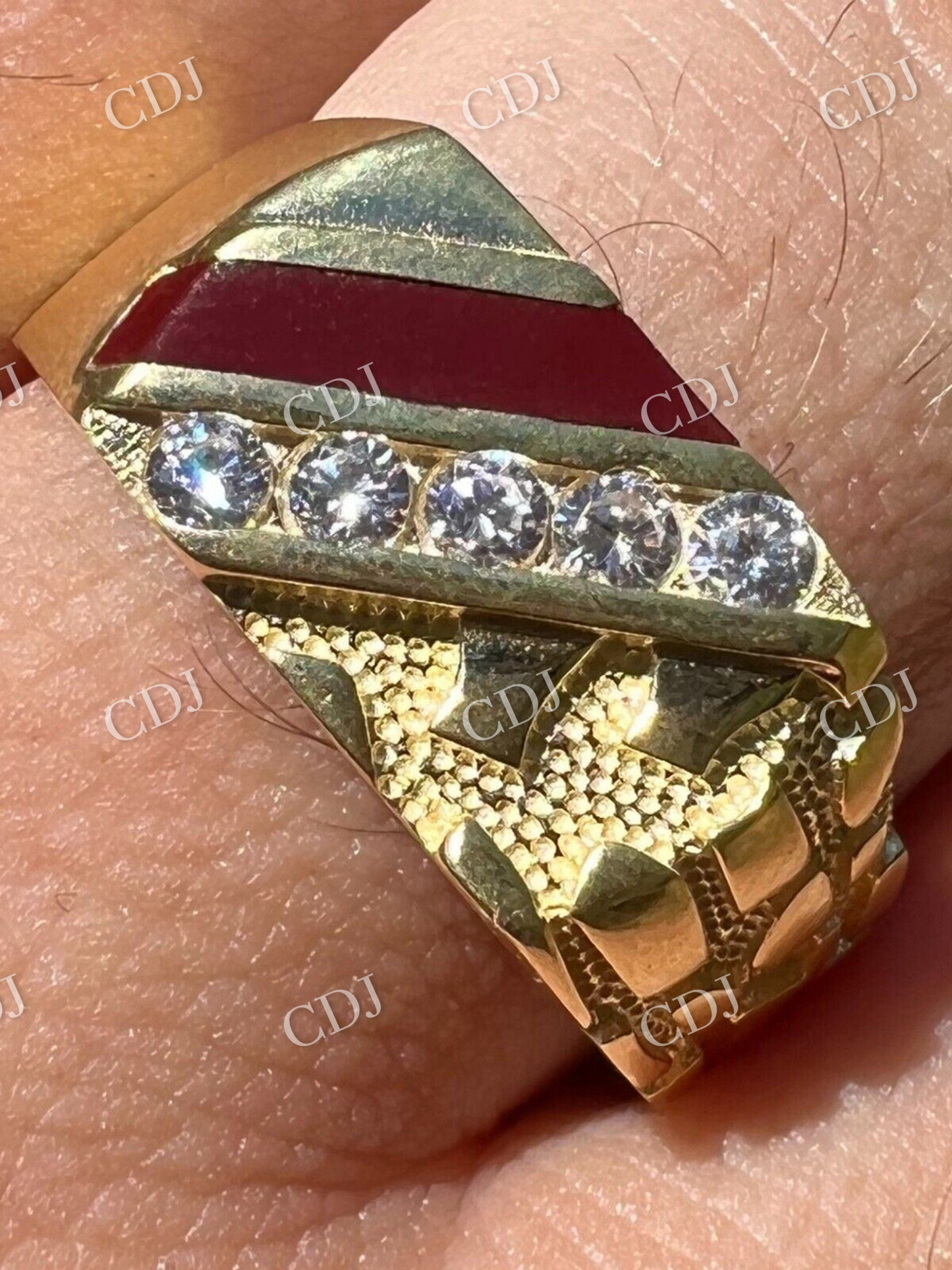 14K Gold Men's Hip Hop Ring  customdiamjewel   