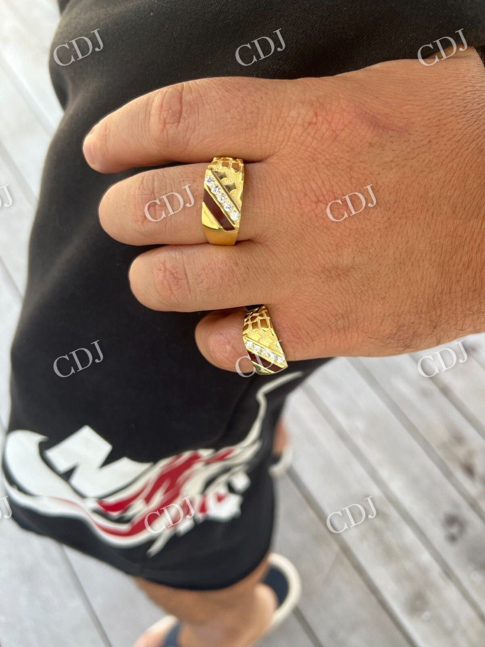 14K Gold Men's Hip Hop Ring  customdiamjewel   