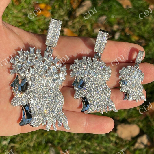 Baguette Moissanite Iced out Hip Hop pendent  customdiamjewel   