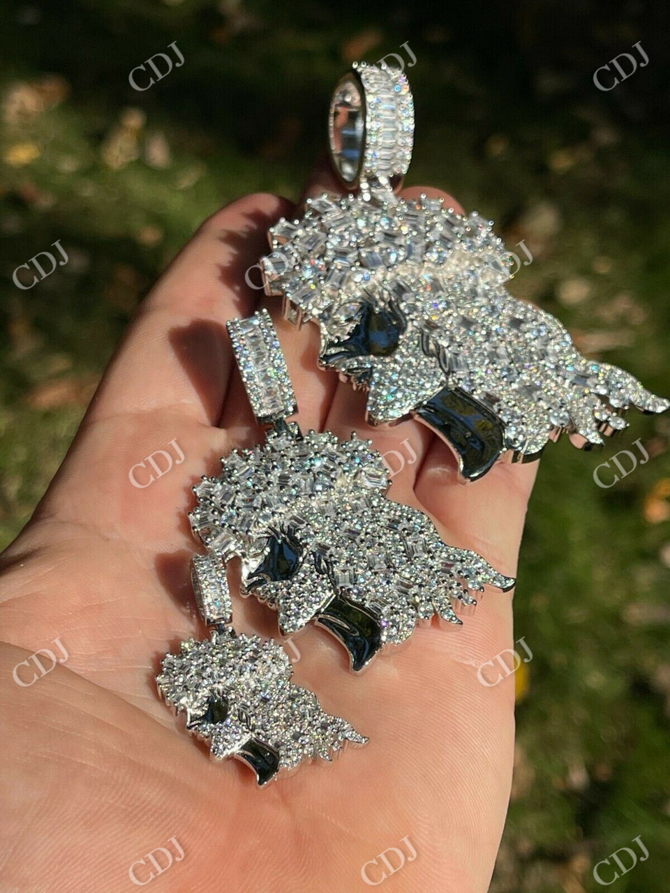 Baguette Moissanite Iced out Hip Hop pendent  customdiamjewel   