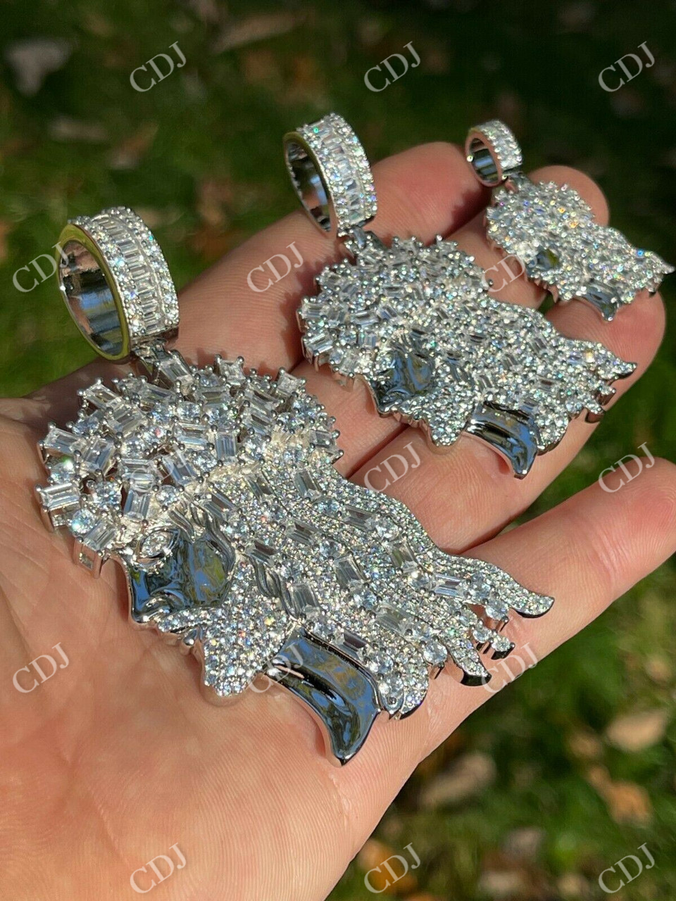 Baguette Moissanite Iced out Hip Hop pendent  customdiamjewel   