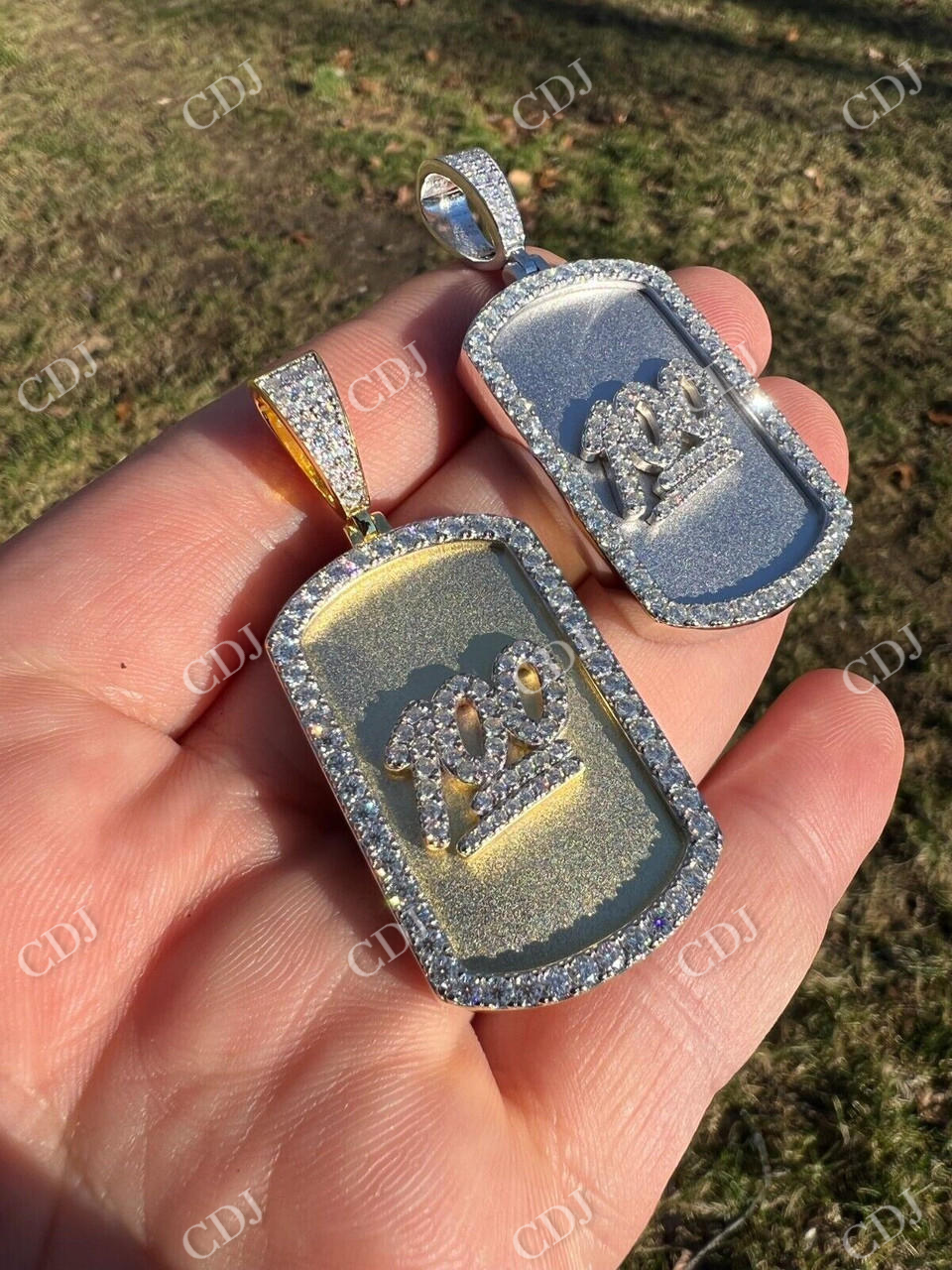 Dog Tag Natural Diamond pendent  customdiamjewel   
