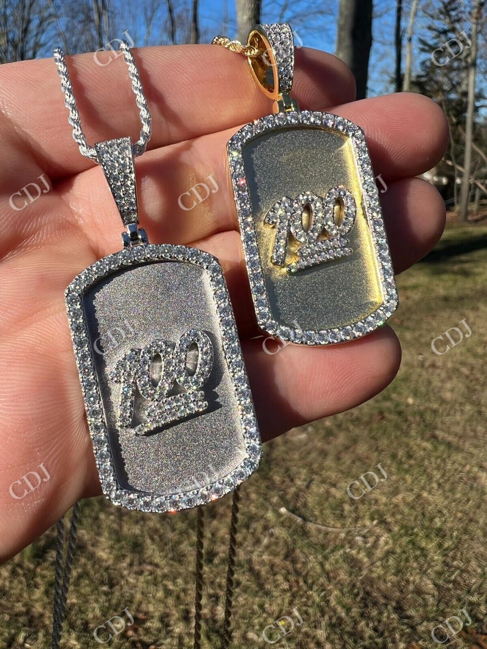 Dog Tag Natural Diamond pendent  customdiamjewel   