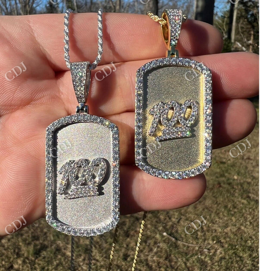 Dog Tag Natural Diamond pendent  customdiamjewel   