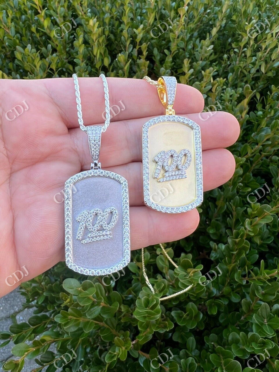 Dog Tag Natural Diamond pendent  customdiamjewel   