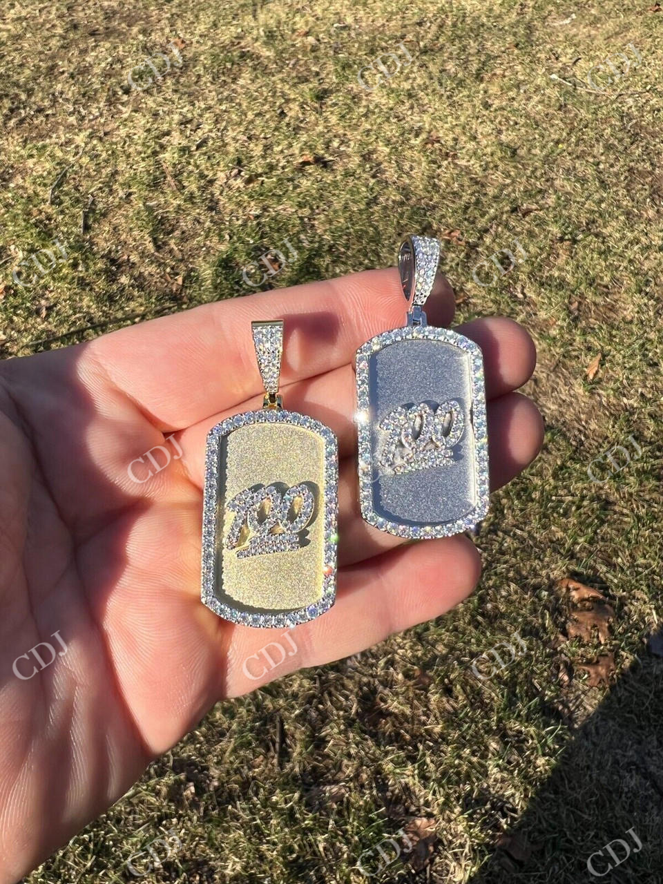 Dog Tag Natural Diamond pendent  customdiamjewel   