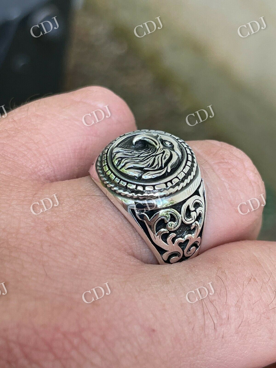 14K Gold Eagle Men's Hip Hop Ring  customdiamjewel   