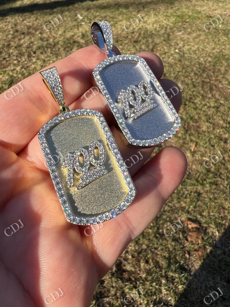 Dog Tag Natural Diamond pendent  customdiamjewel   