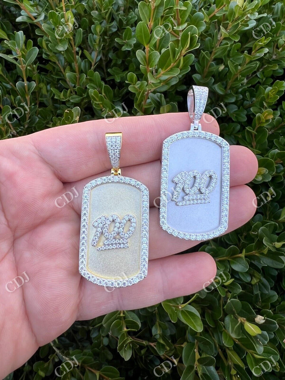 Dog Tag Natural Diamond pendent  customdiamjewel   