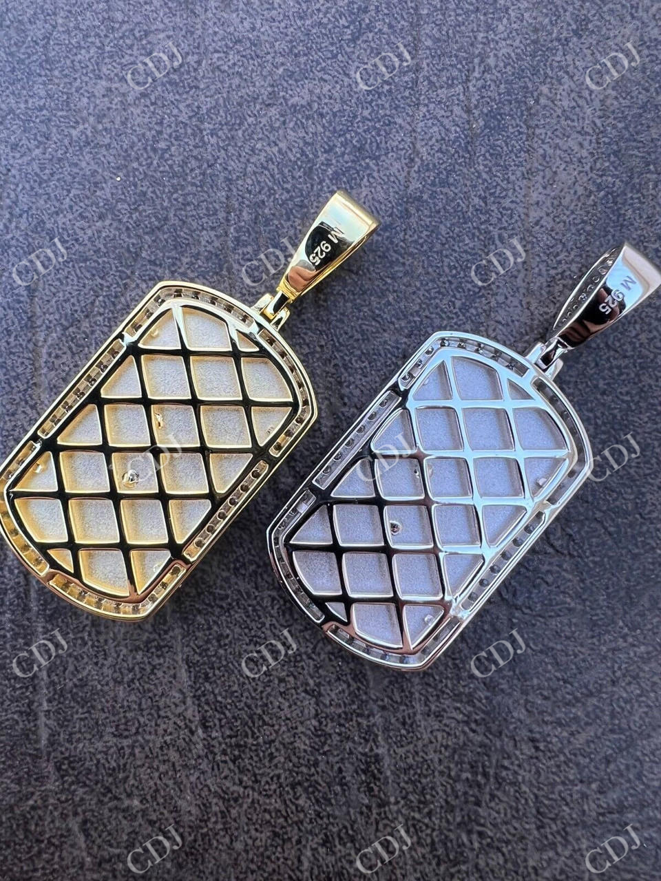 Dog Tag Natural Diamond pendent  customdiamjewel   