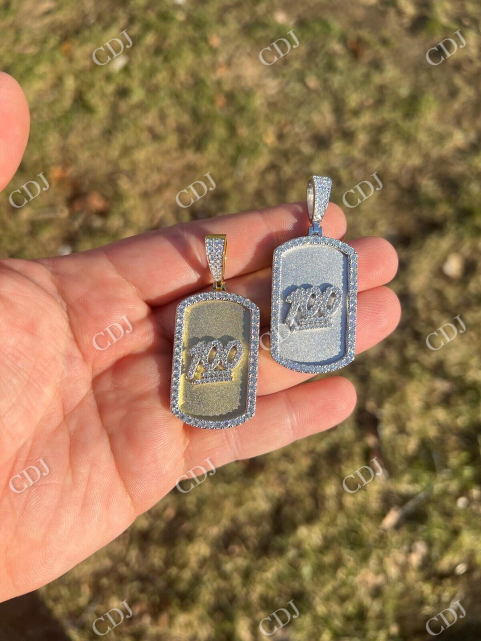 Dog Tag Natural Diamond pendent  customdiamjewel   