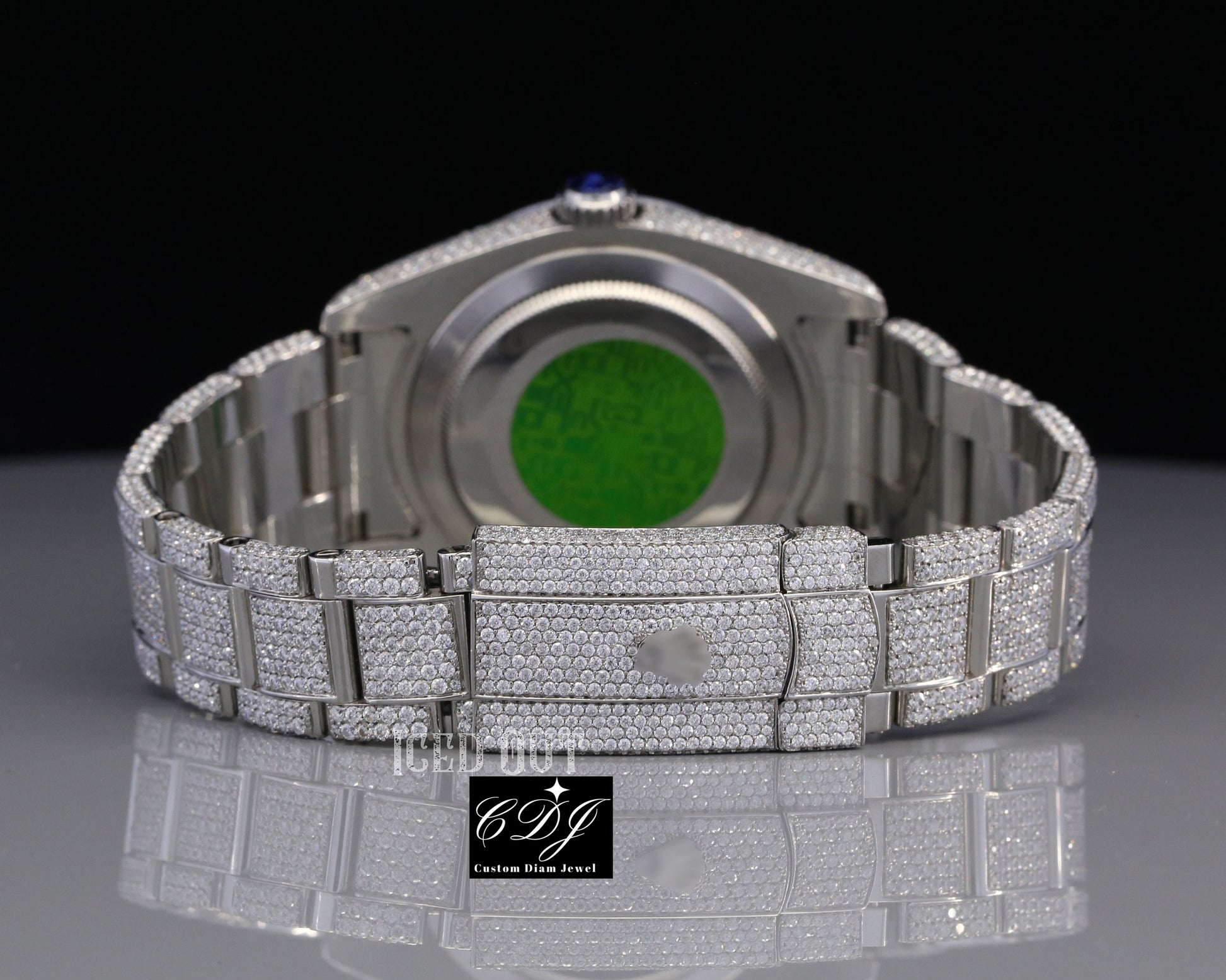 Custom Stainless Steel Round Case Rolex Wrist Watch customdiamjewel