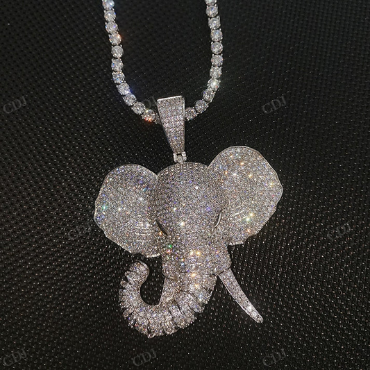 Fully Iced Out Unique Elephant Head Pendant hip hop jewelry CustomDiamJewel