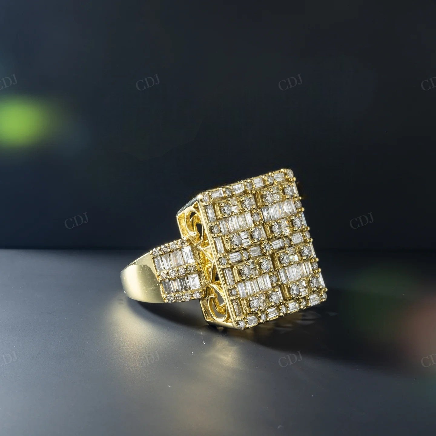 Silver Moissanite Baguette Diamond Square Cluster Ring hip hop ring customdiamjewel