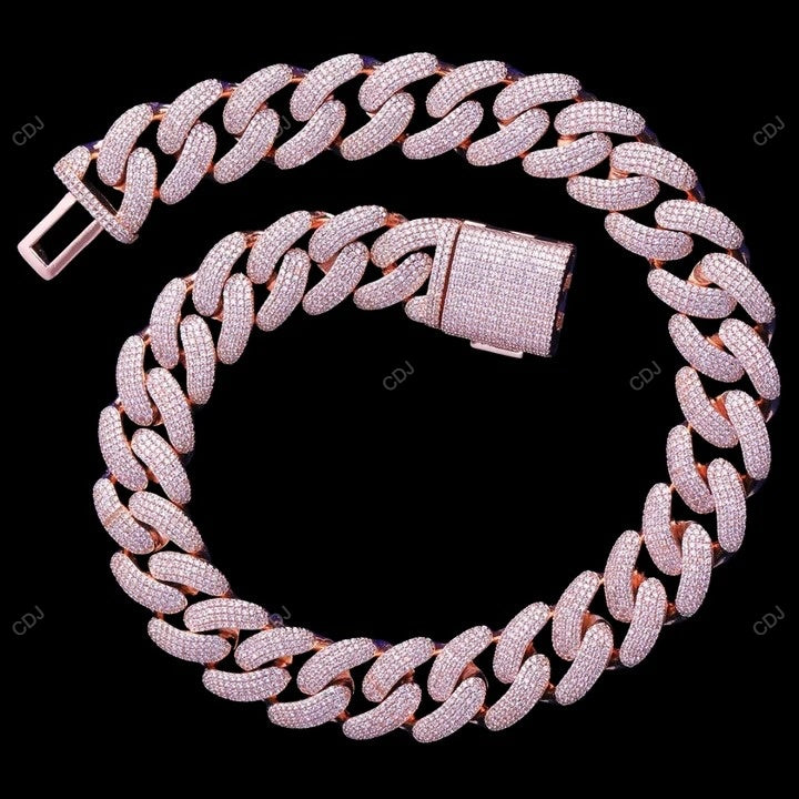 VVS1 Moissanite 925 Silver Cuban Link Chain CustomDiamJewel