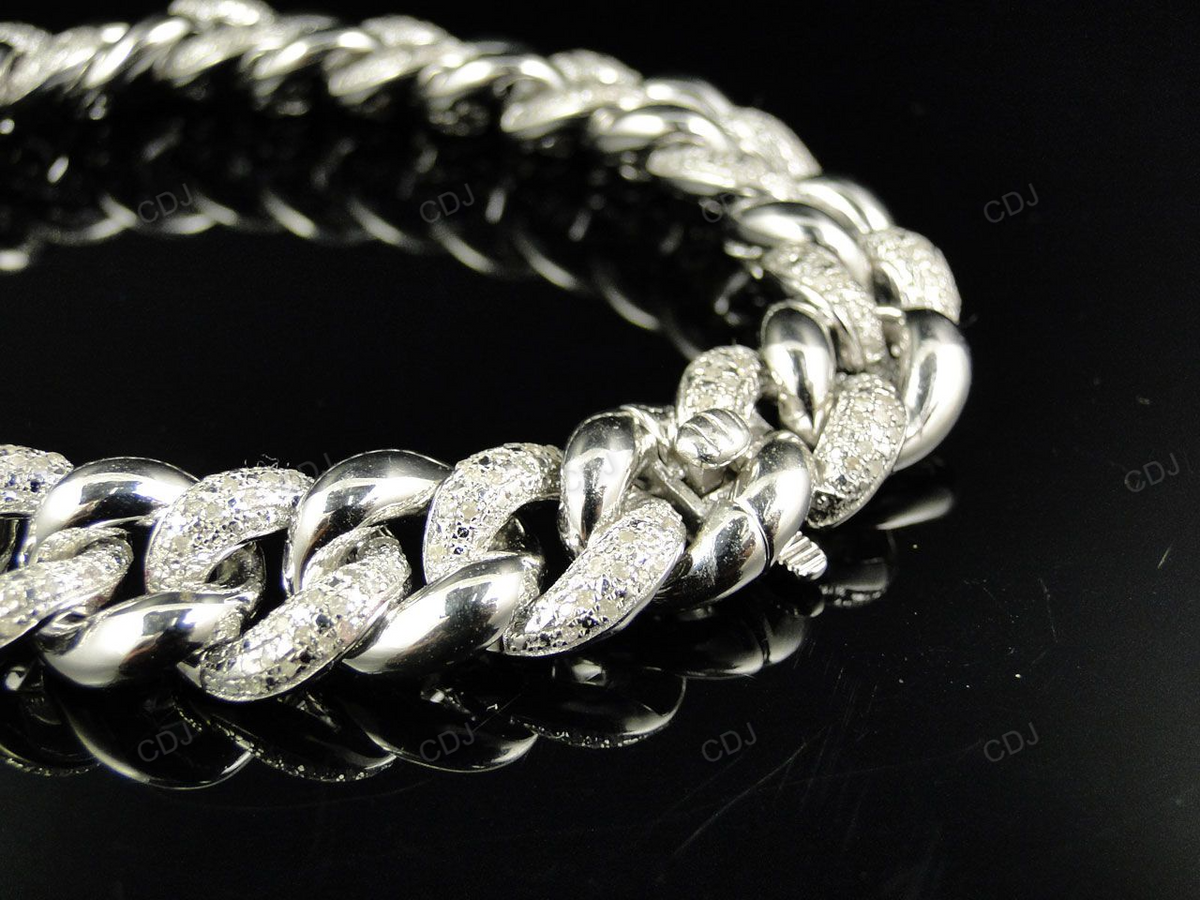 Custom Designed VVS Moissanite Alternating Link Bracelet hip hop jewelry customdiamjewel