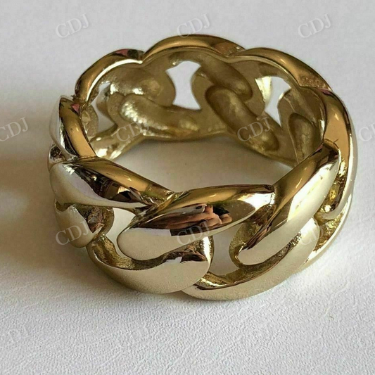 14k Gold Miami Cuban Link Wedding Band  customdiamjewel   