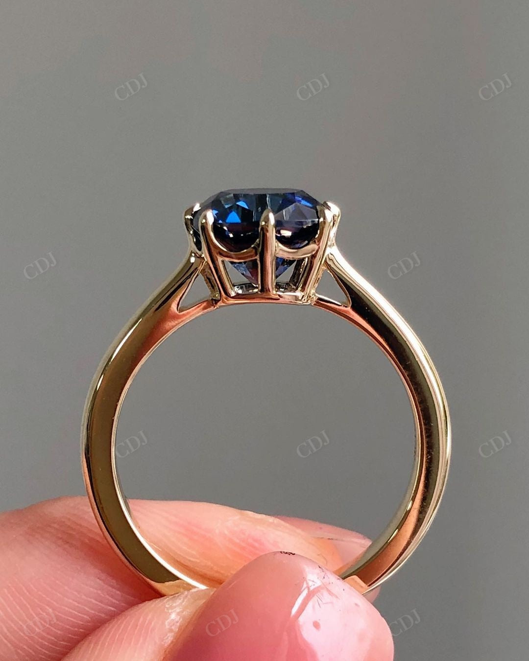 Solitaire Moissanite Blue Diamond Ring For Her