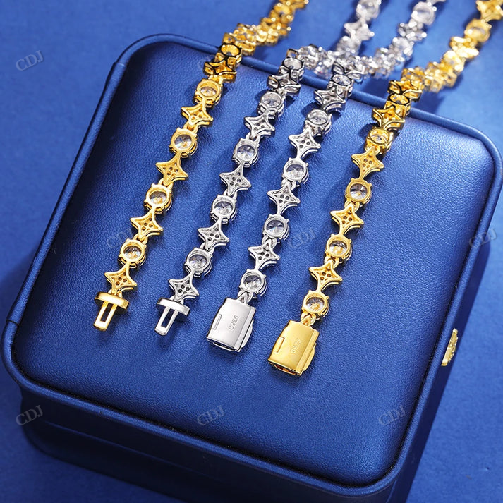 8MM Star Link Moissanite Silver Tennis Chain hip hop jewelry CustomDiamJewel