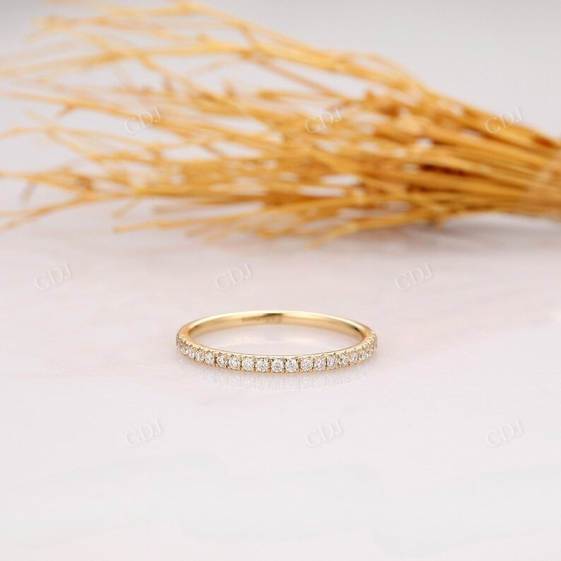 0.15CTW Pave Set Minimalist Natural Diamond Wedding Band Wedding Band customdiamjewel 10 KT Solid Gold Yellow Gold VVS-EF