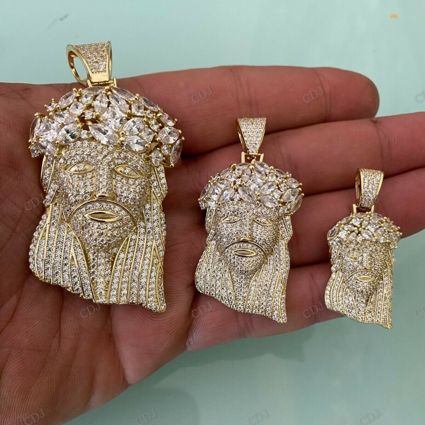 Custom Fully Iced Out Moissanite Jesus Pendant hip hop jewelry CustomDiamJewel