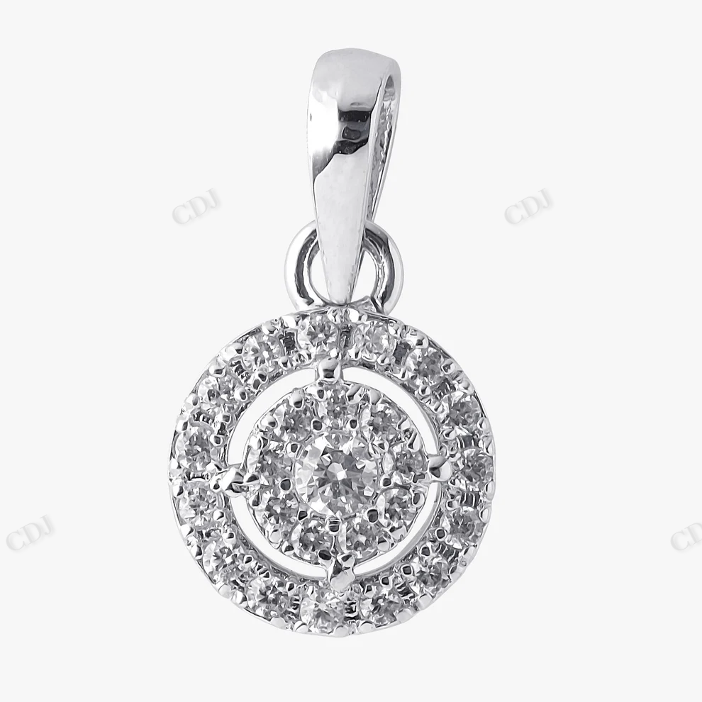 Sterling Silver Round Halo Moissanite Pendant hip hop jewelry CustomDiamJewel