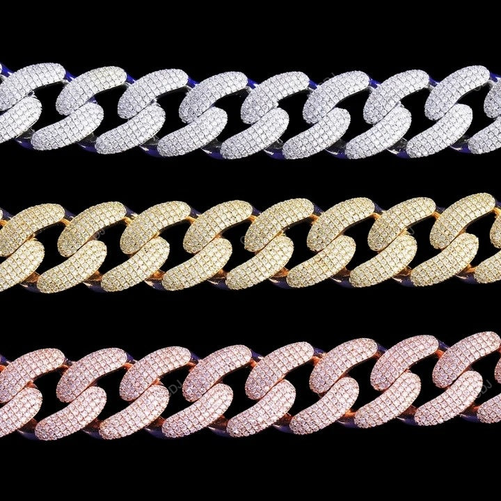 VVS1 Moissanite 925 Silver Cuban Link Chain CustomDiamJewel