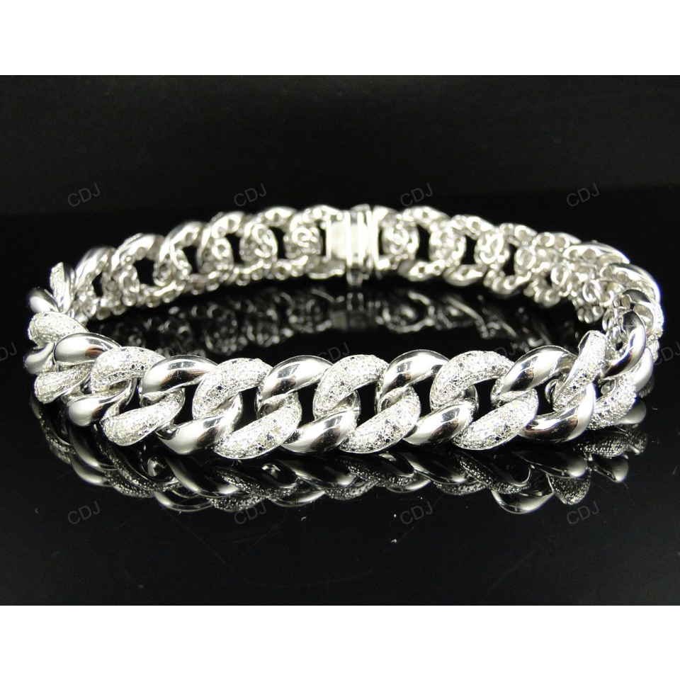Custom Designed VVS Moissanite Alternating Link Bracelet hip hop jewelry customdiamjewel