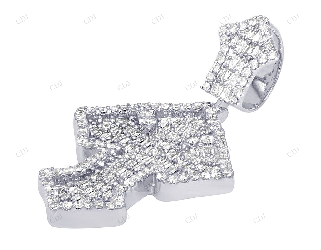 1.7 inch Baguette Lab Grown Diamond 10K Gold Cross Pendant Hip Hop Pendent CustomDiamJewel