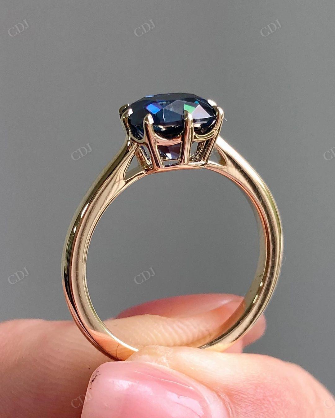 Solitaire Moissanite Blue Diamond Ring For Her