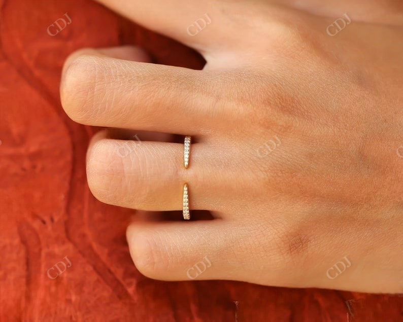 14K Solid Yellow Gold Diamond Open Wedding Band  customdiamjewel   