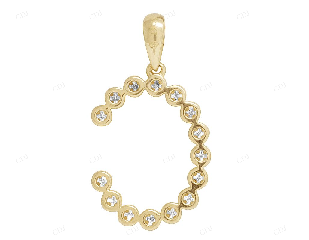 1" 0.20 CTW 10K Gold Natural Diamond Initial C Pendant CustomDiamJewel