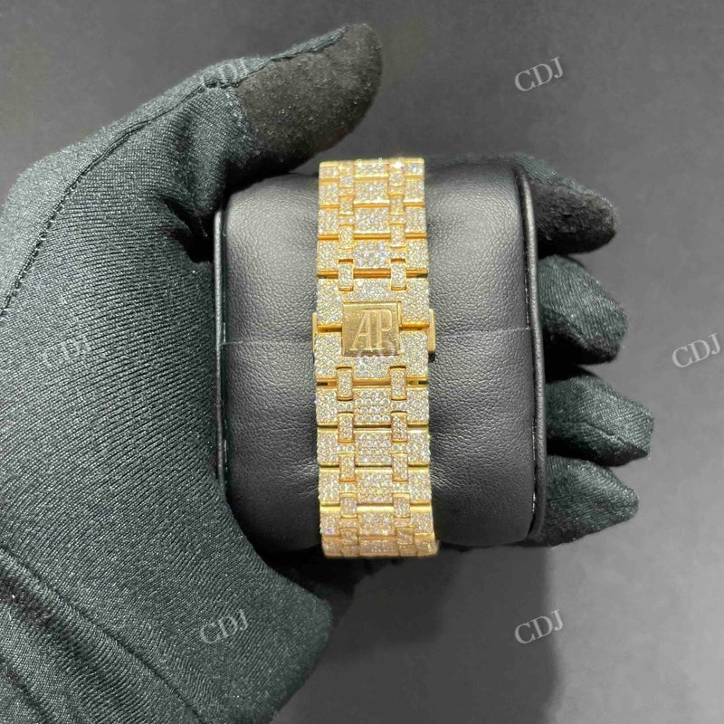 41mm Rose White Arabic Digit Lab Grown Diamond Hip Hop Watch customdiamjewel