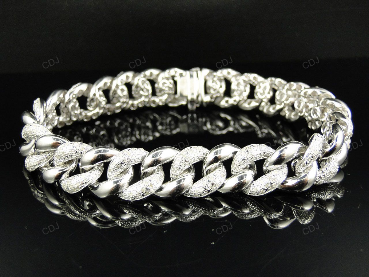 Custom Designed VVS Moissanite Alternating Link Bracelet hip hop jewelry customdiamjewel