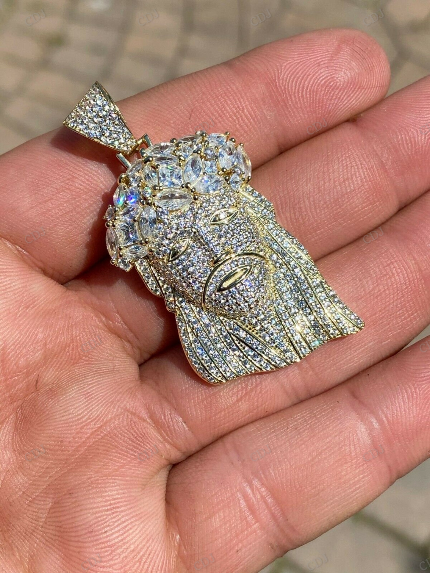 Custom Fully Iced Out Moissanite Jesus Pendant hip hop jewelry CustomDiamJewel