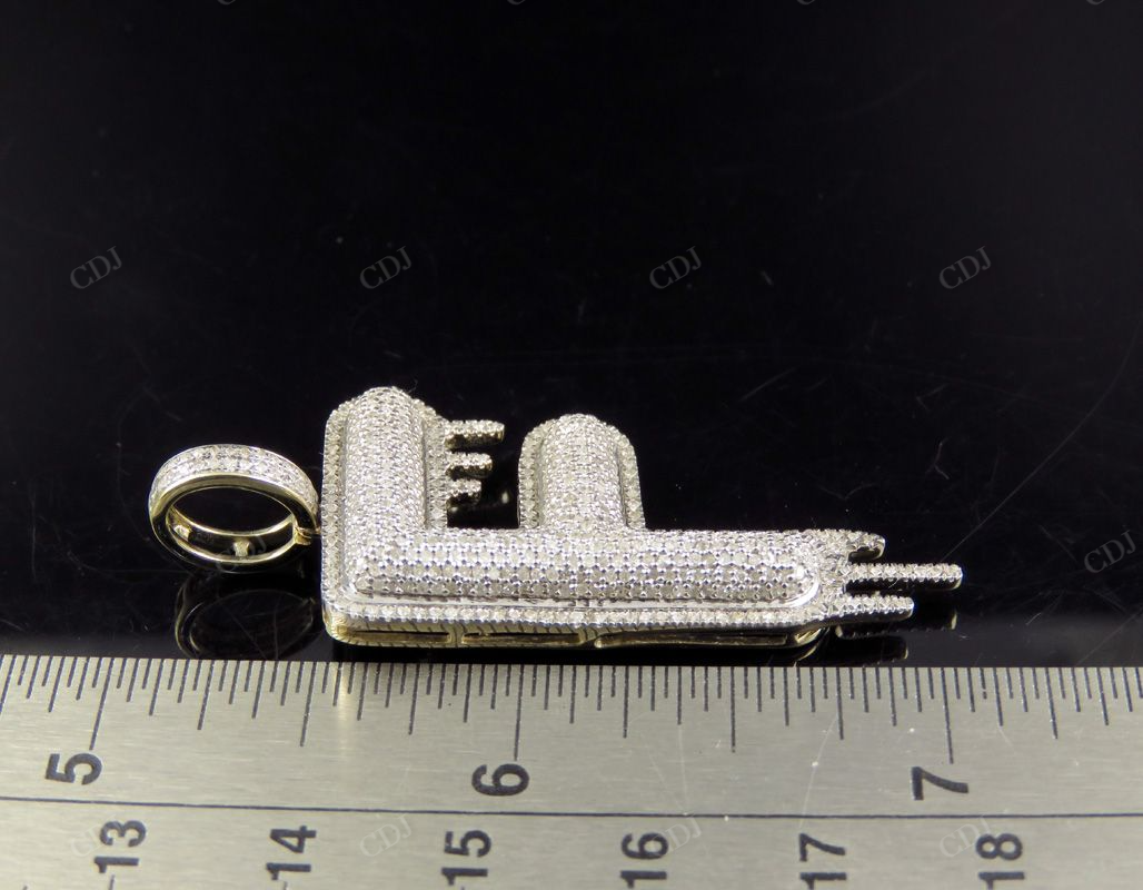 2" 1.25 CTW 14K Solid Gold Diamond Letter 'F' Initial Drip Pendant CustomDiamJewel