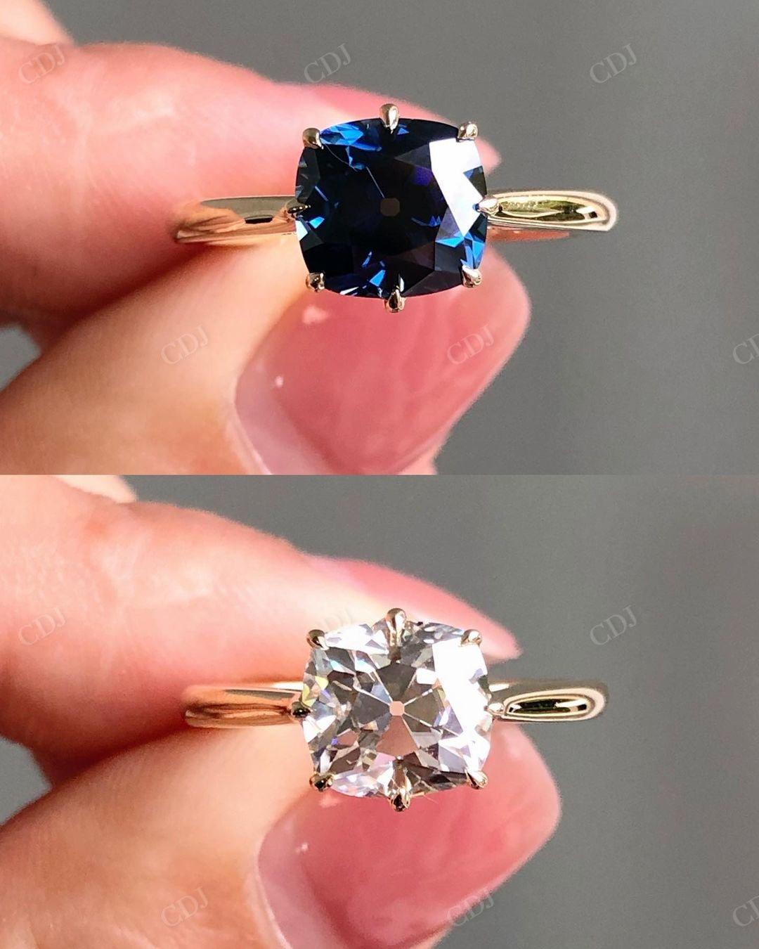 Solitaire Moissanite Blue Diamond Ring For Her