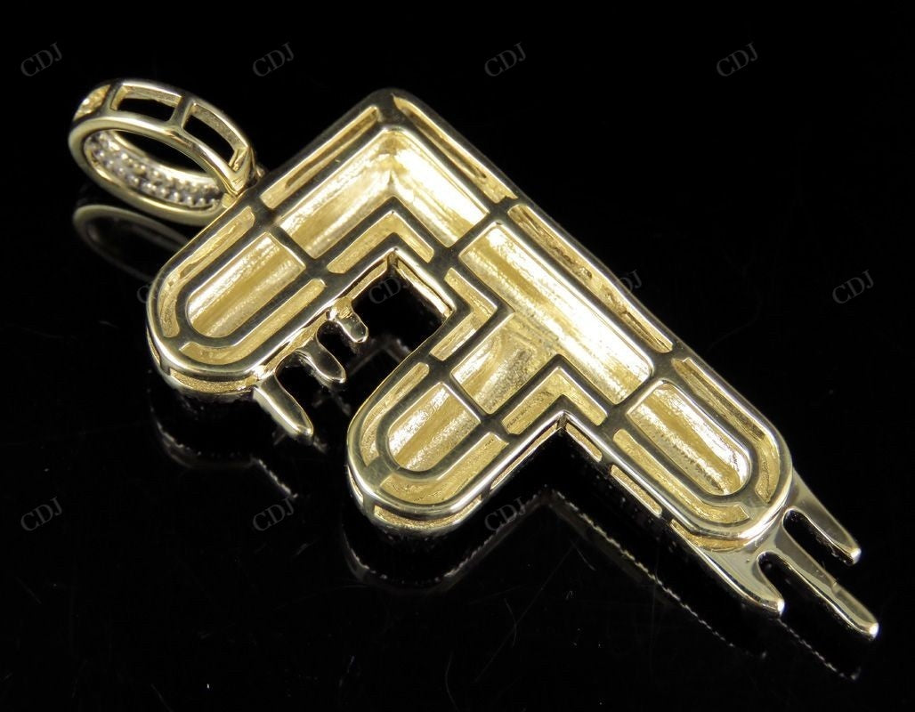 2" 1.25 CTW 14K Solid Gold Diamond Letter 'F' Initial Drip Pendant CustomDiamJewel