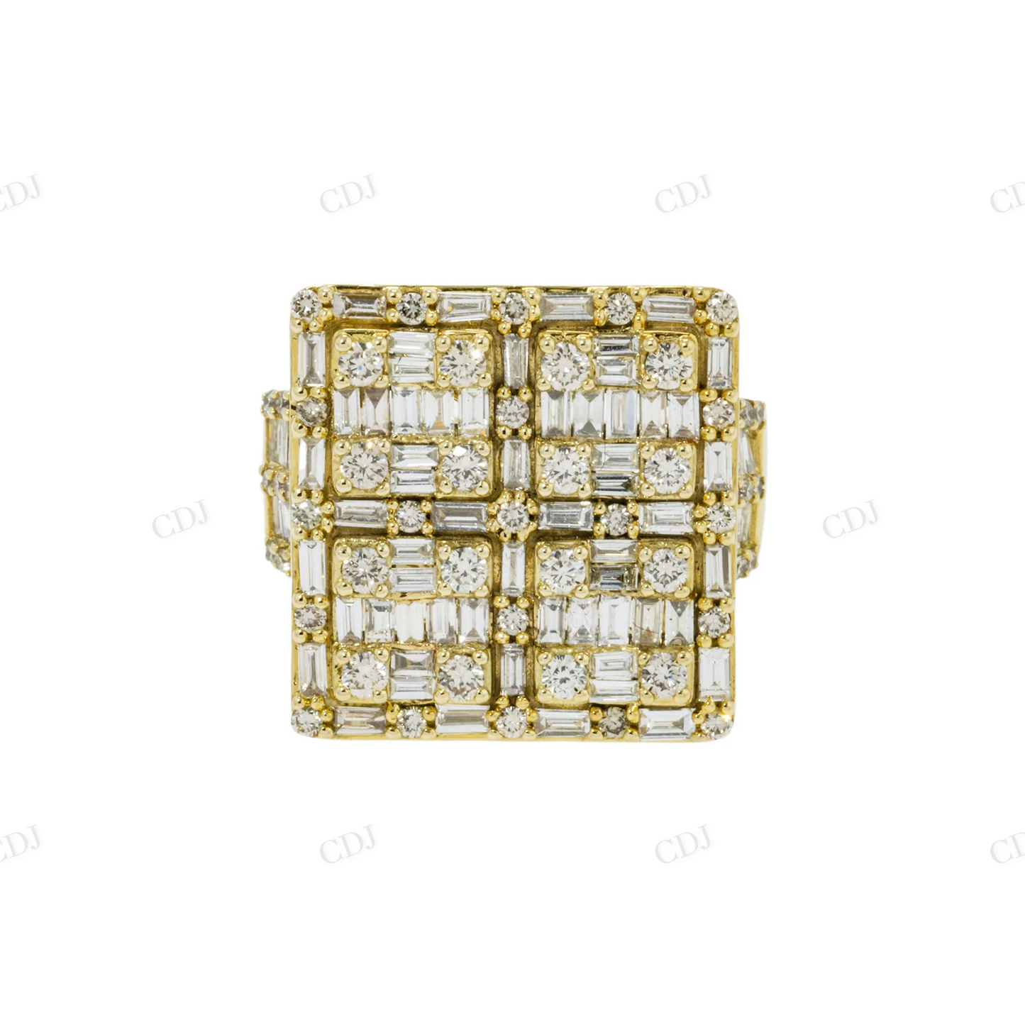 Silver Moissanite Baguette Diamond Square Cluster Ring hip hop ring customdiamjewel