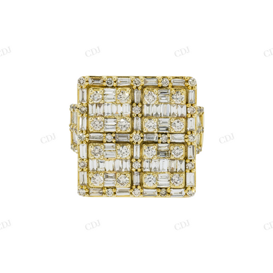 Silver Moissanite Baguette Diamond Square Cluster Ring hip hop ring customdiamjewel