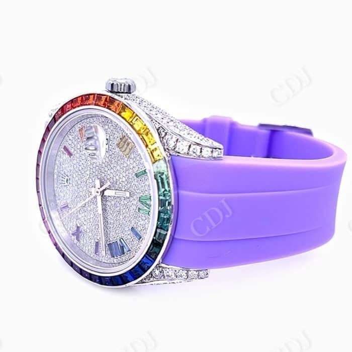 Purple Belt Rolex Custom Rainbow Bezel Watch customdiamjewel