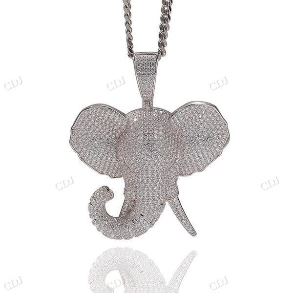 Fully Iced Out Unique Elephant Head Pendant hip hop jewelry CustomDiamJewel