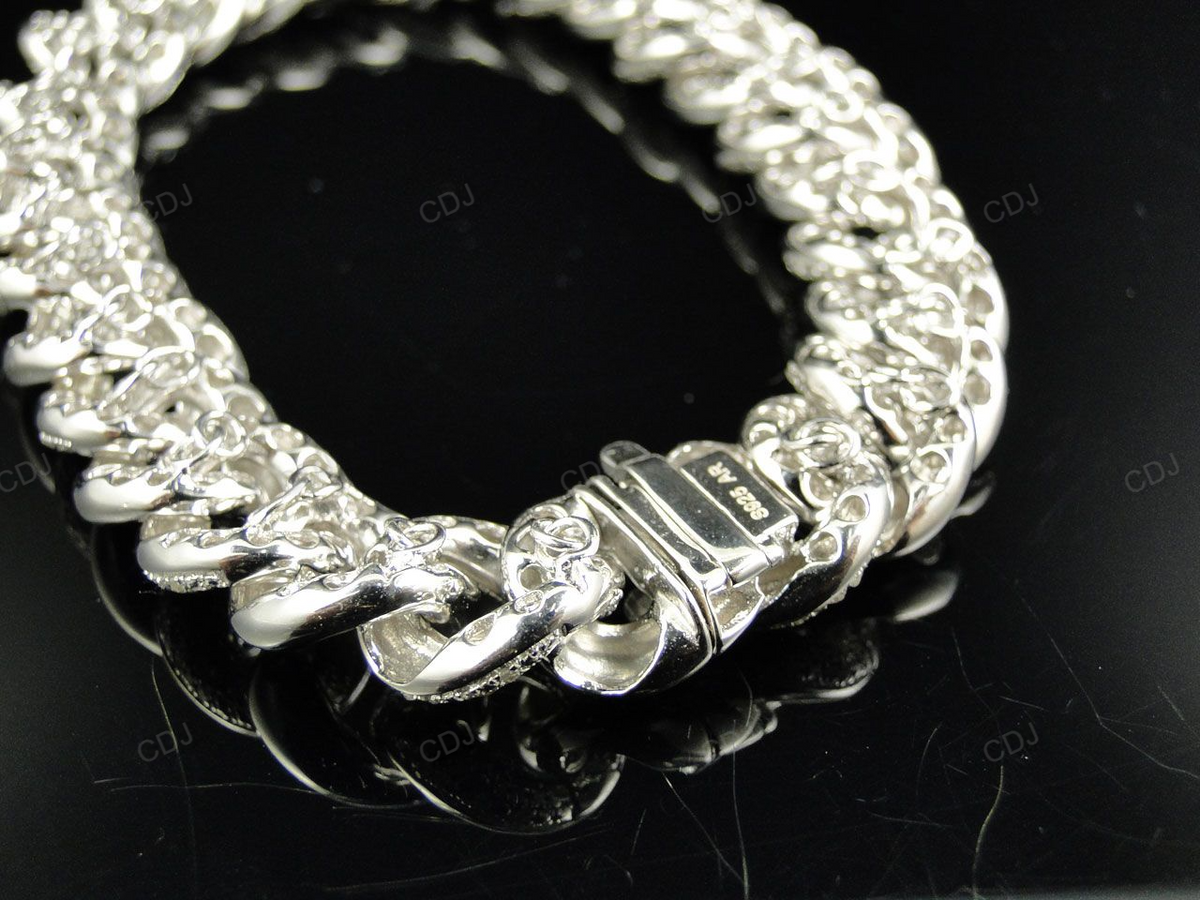 Custom Designed VVS Moissanite Alternating Link Bracelet hip hop jewelry customdiamjewel