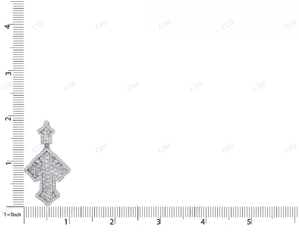 1.7 inch Baguette Lab Grown Diamond 10K Gold Cross Pendant Hip Hop Pendent CustomDiamJewel