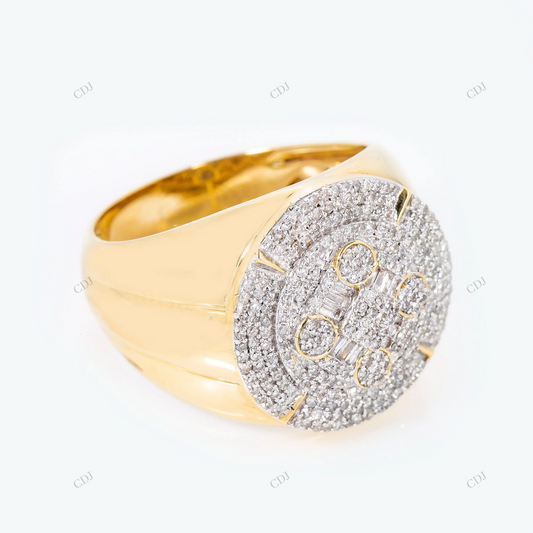 Luxury Round Halo Gold Plated Silver Ring hip hop jewelry customdiamjewel